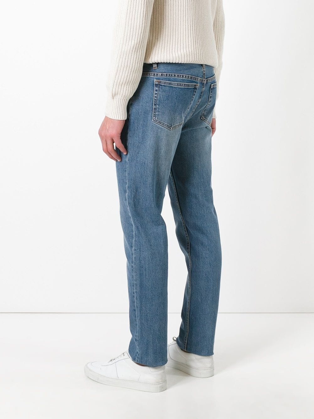 washed effect straight leg jeans - 4