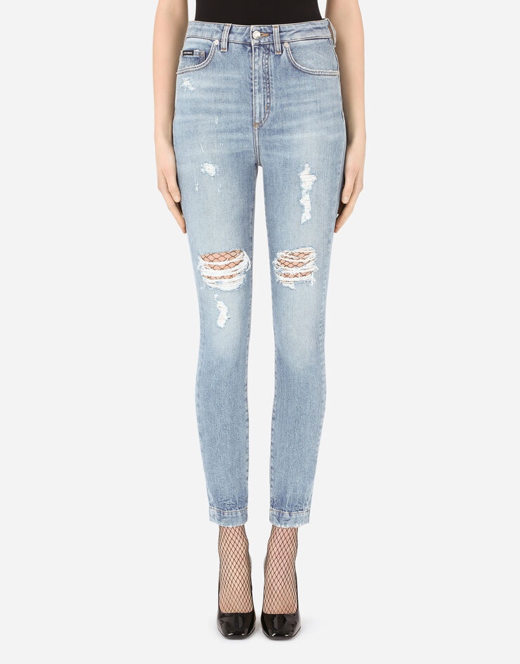 Stretch denim Audrey jeans with rips - 1