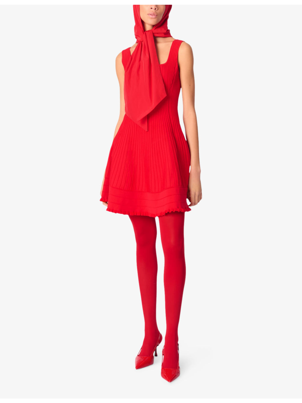 Flared-Hem Square-Neck Stretch-Knit Mini Dress - 2
