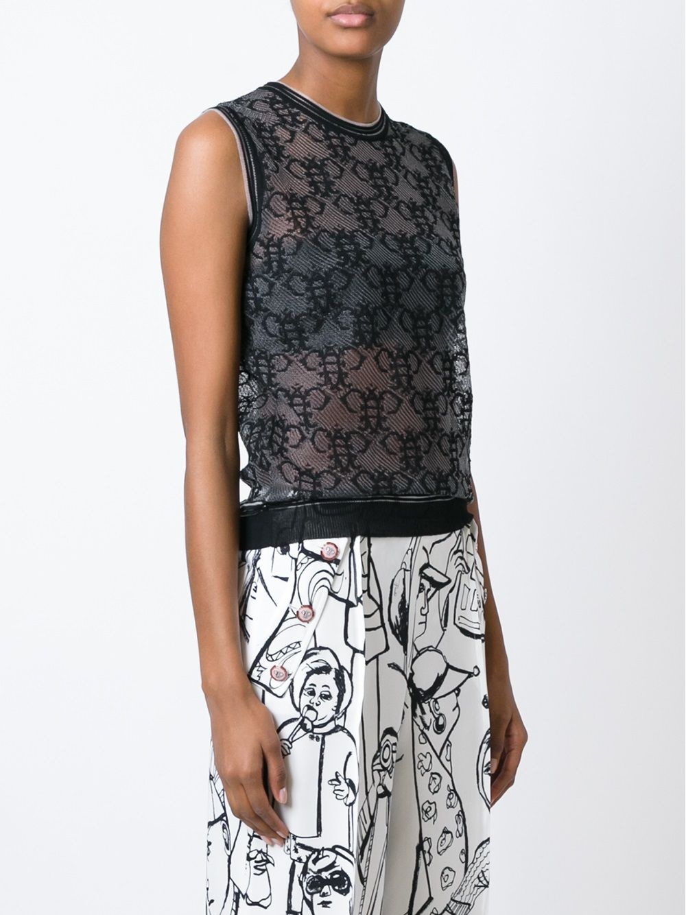sheer logo tank top - 3