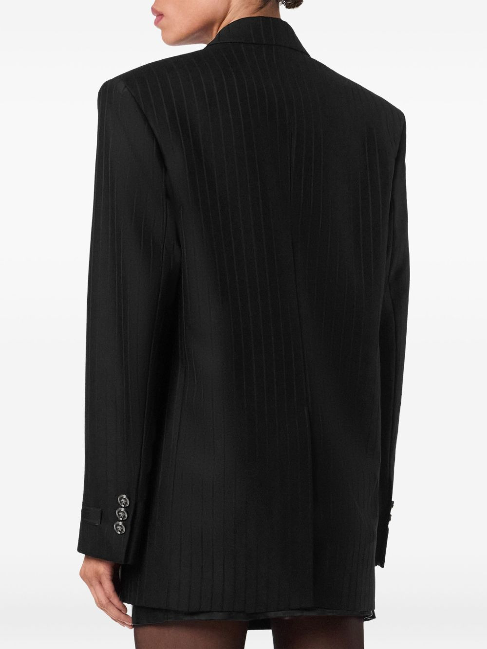 pinstripe double-breasted blazer - 4