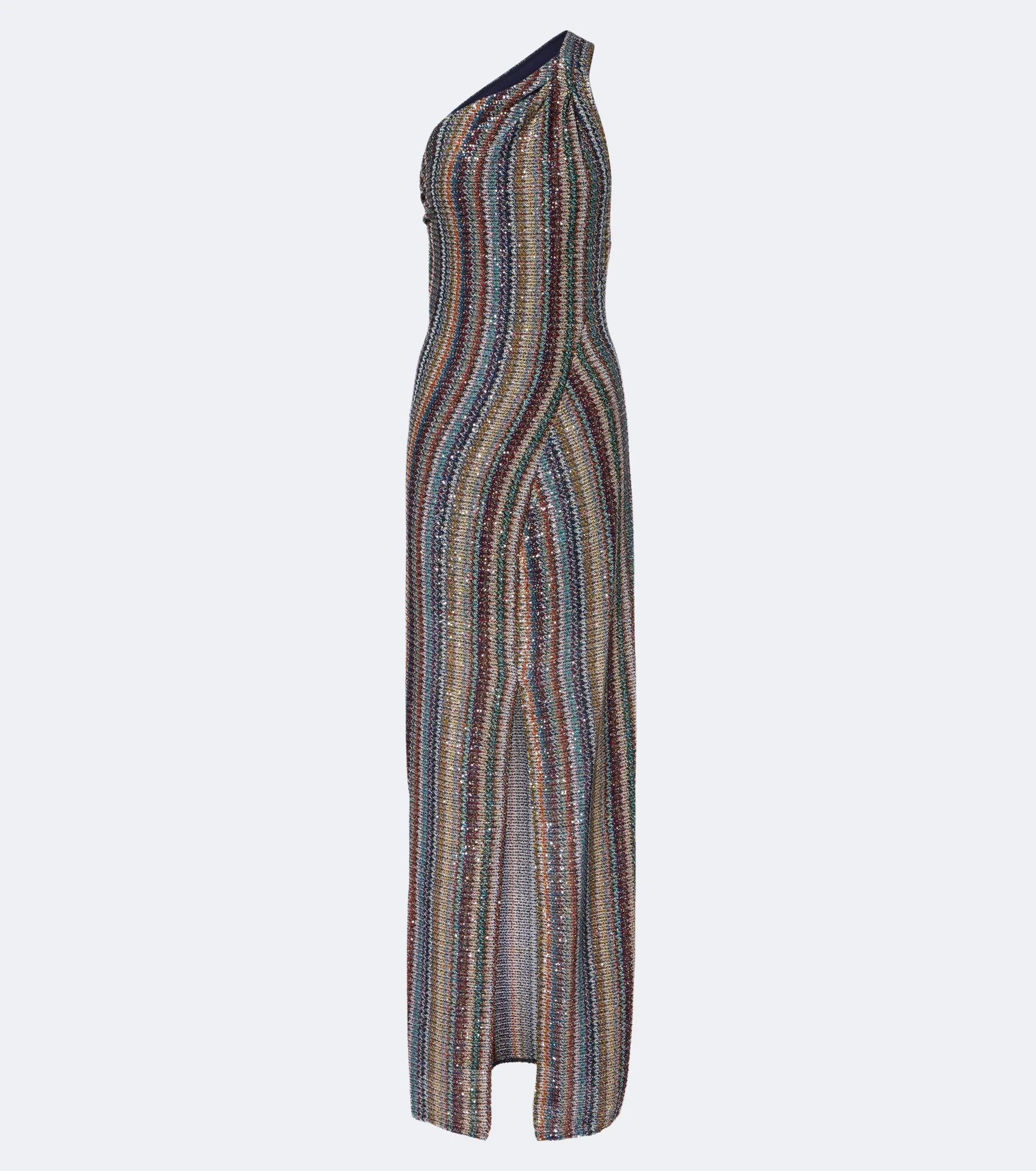 Zigzag sequined one-shoulder lamé gown - 1