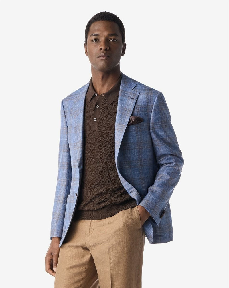 CORNELIANI Navy blue wool, silk and linen jacket outlook