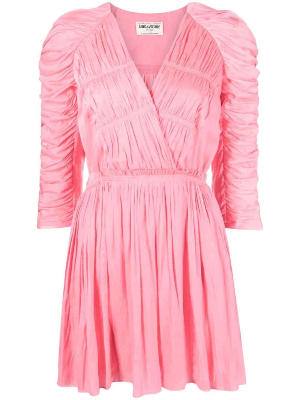 Realine gathered satin-finish minidress - 1