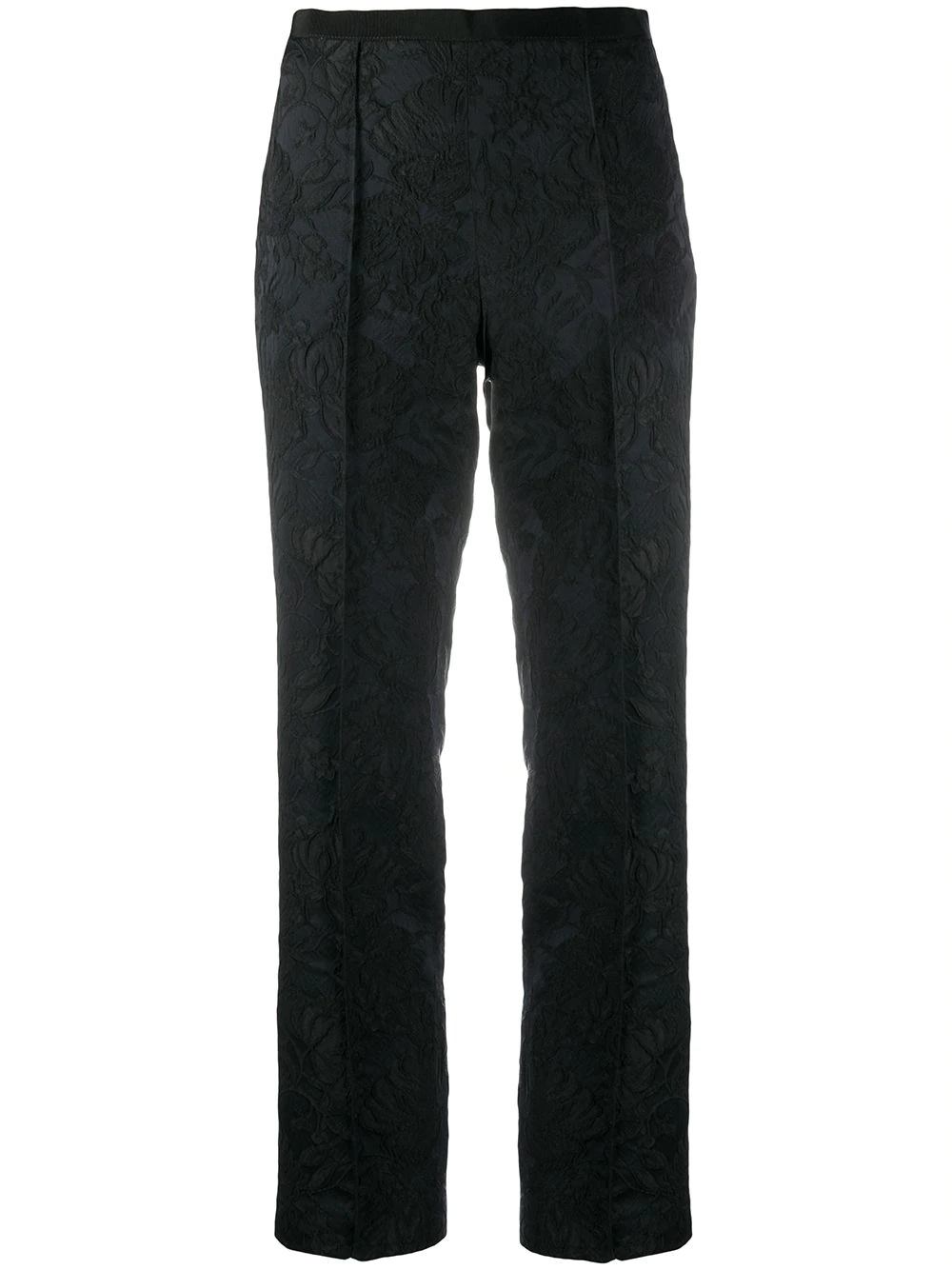 floral jacquard slim-fit trousers - 1