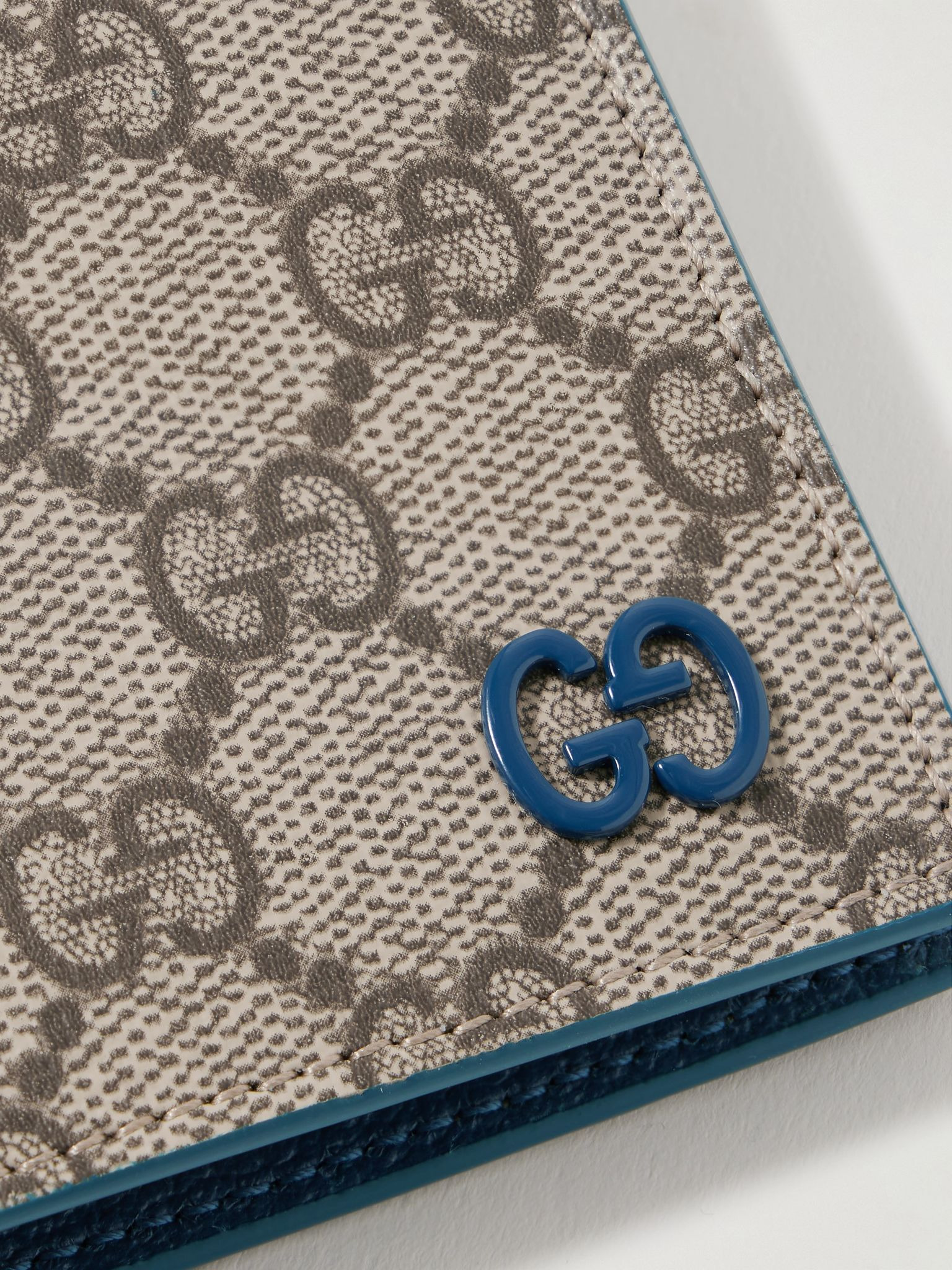GG Supreme Monogrammed Coated-Canvas and Full-Grain Leather Billfold Wallet Brown - 3