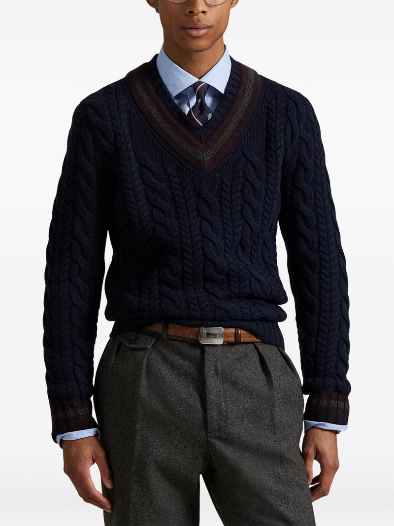 cable-knit V-neck sweater 3