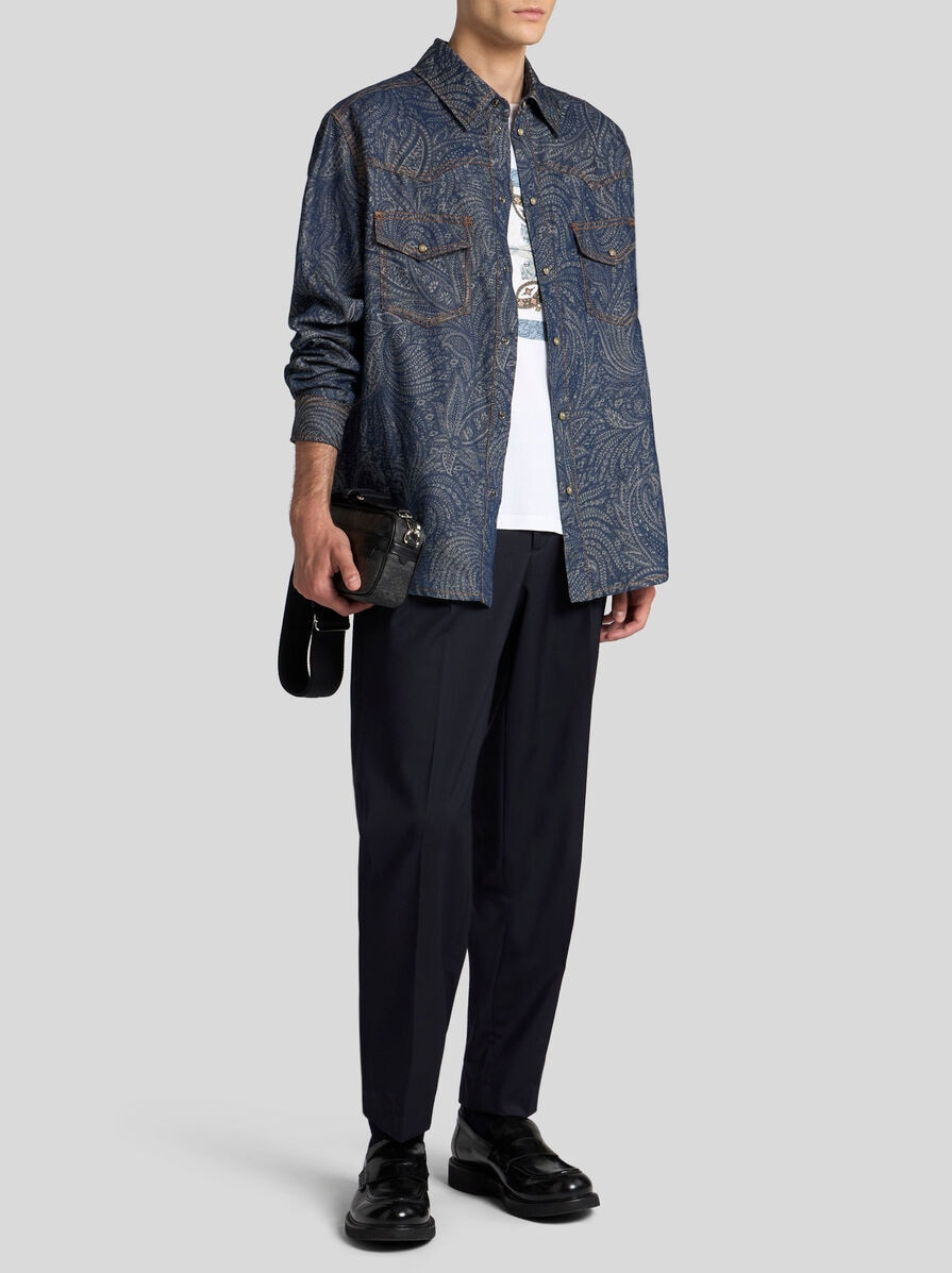 JACQUARD DENIM OVERSHIRT - 4