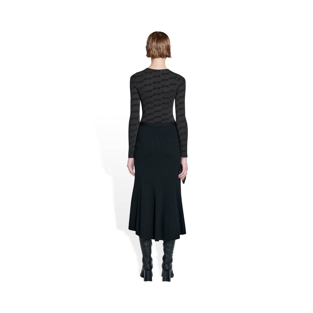 Women's Godet Skirt in Black - 4