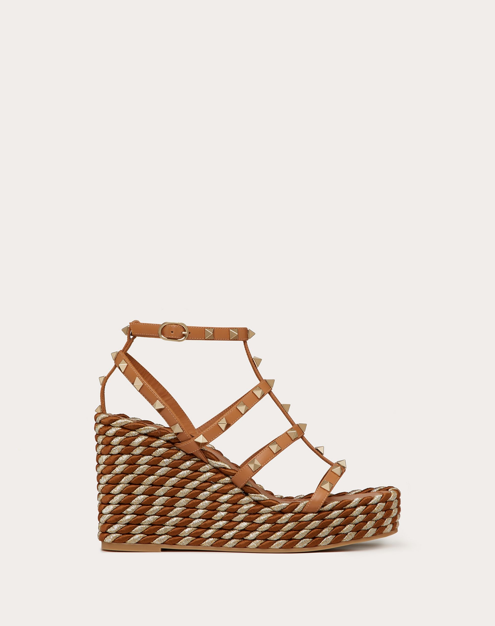 ROCKSTUD CALFSKIN WEDGE SANDAL WITH STRAPS 95 MM - 1