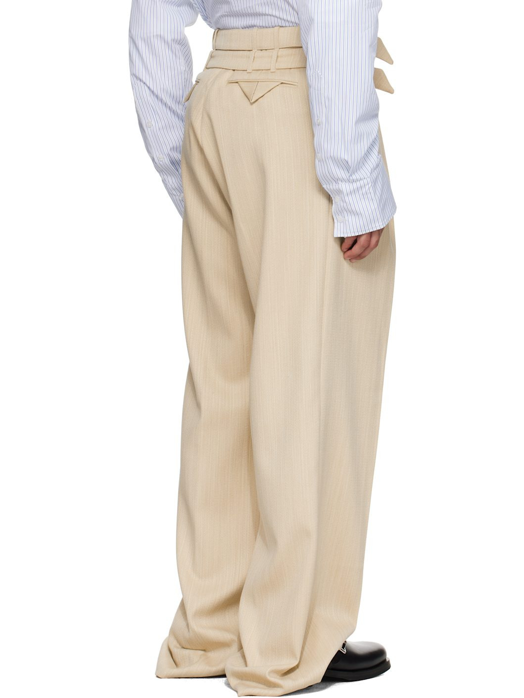 Beige Pleated Trousers - 3