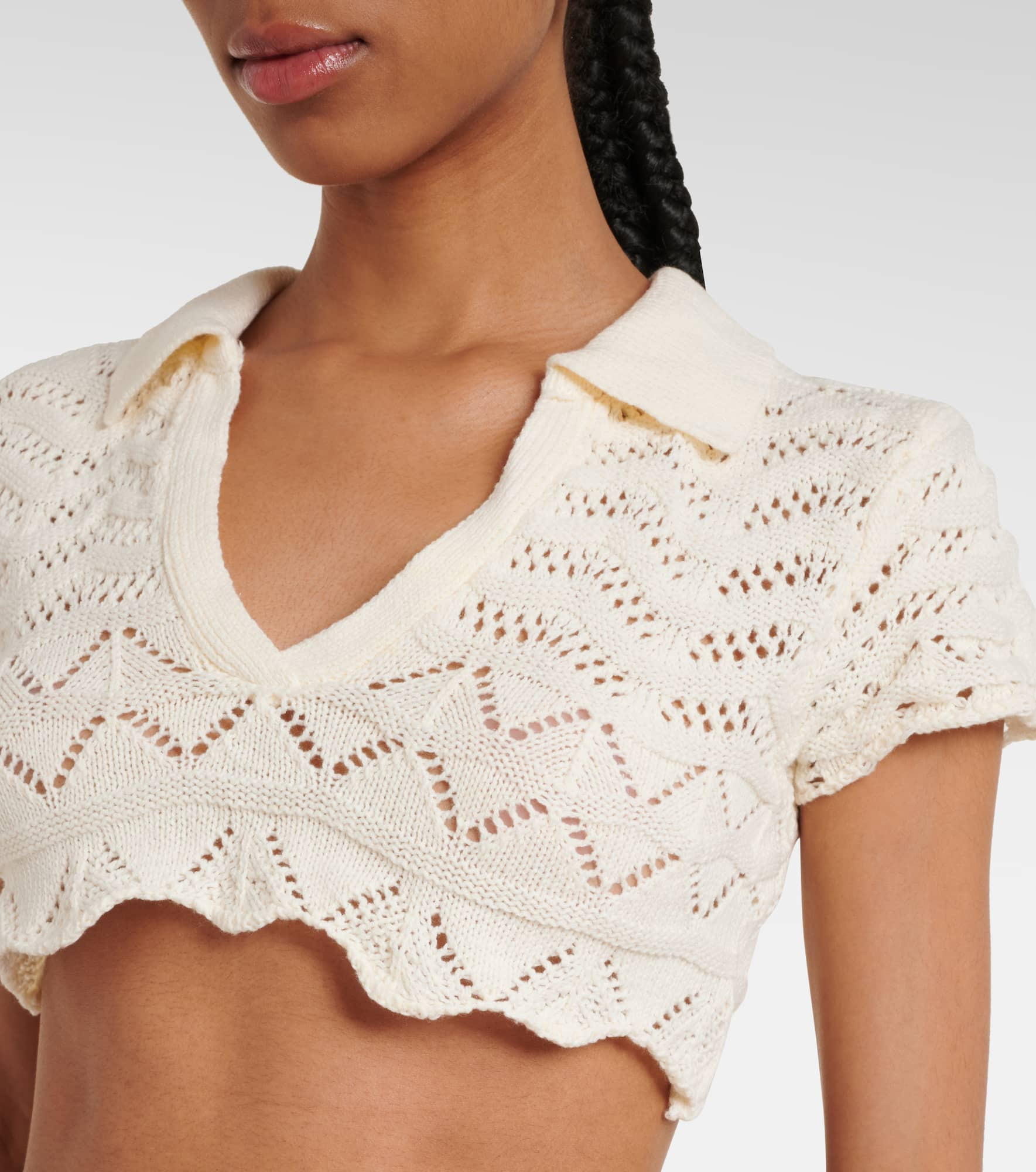 Coco knitted cotton-blend crop top - 4