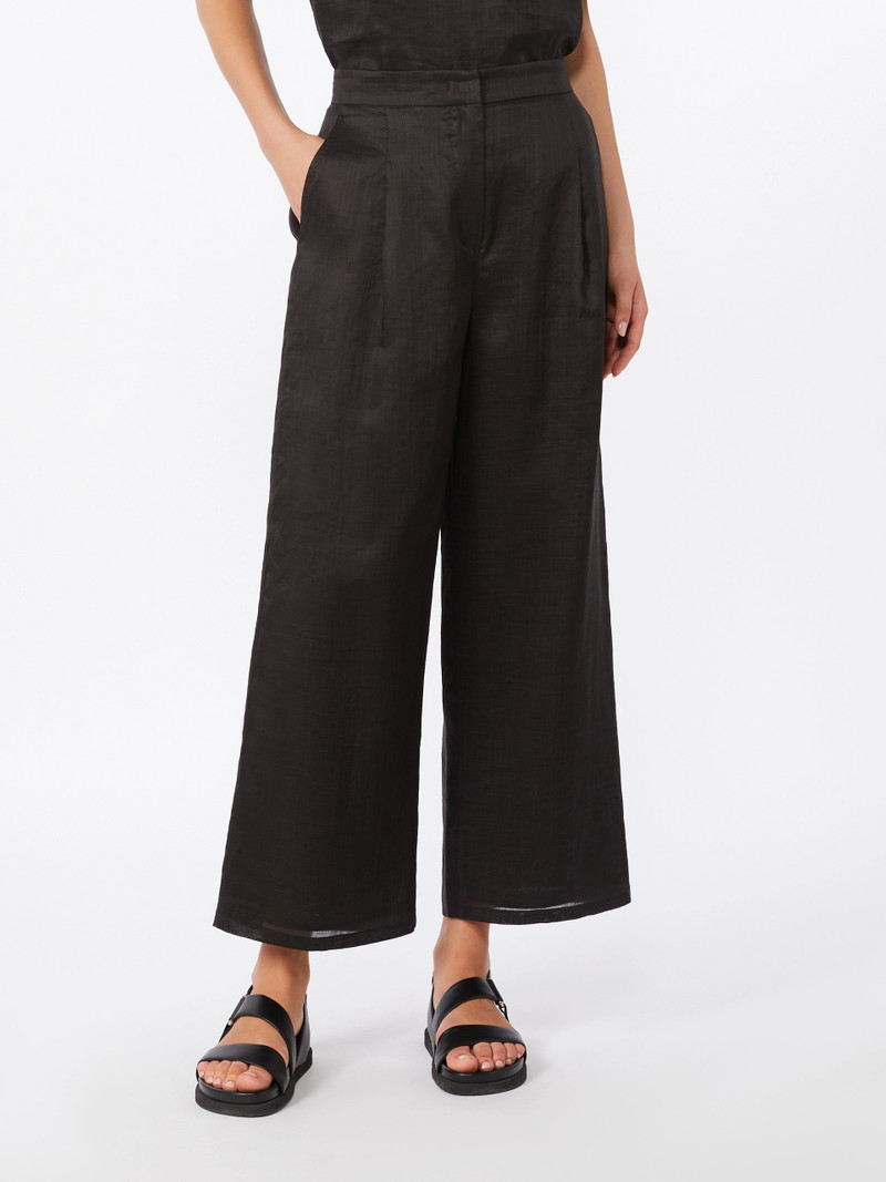TARTUFO Ramie canvas cropped trousers - BLACK 3