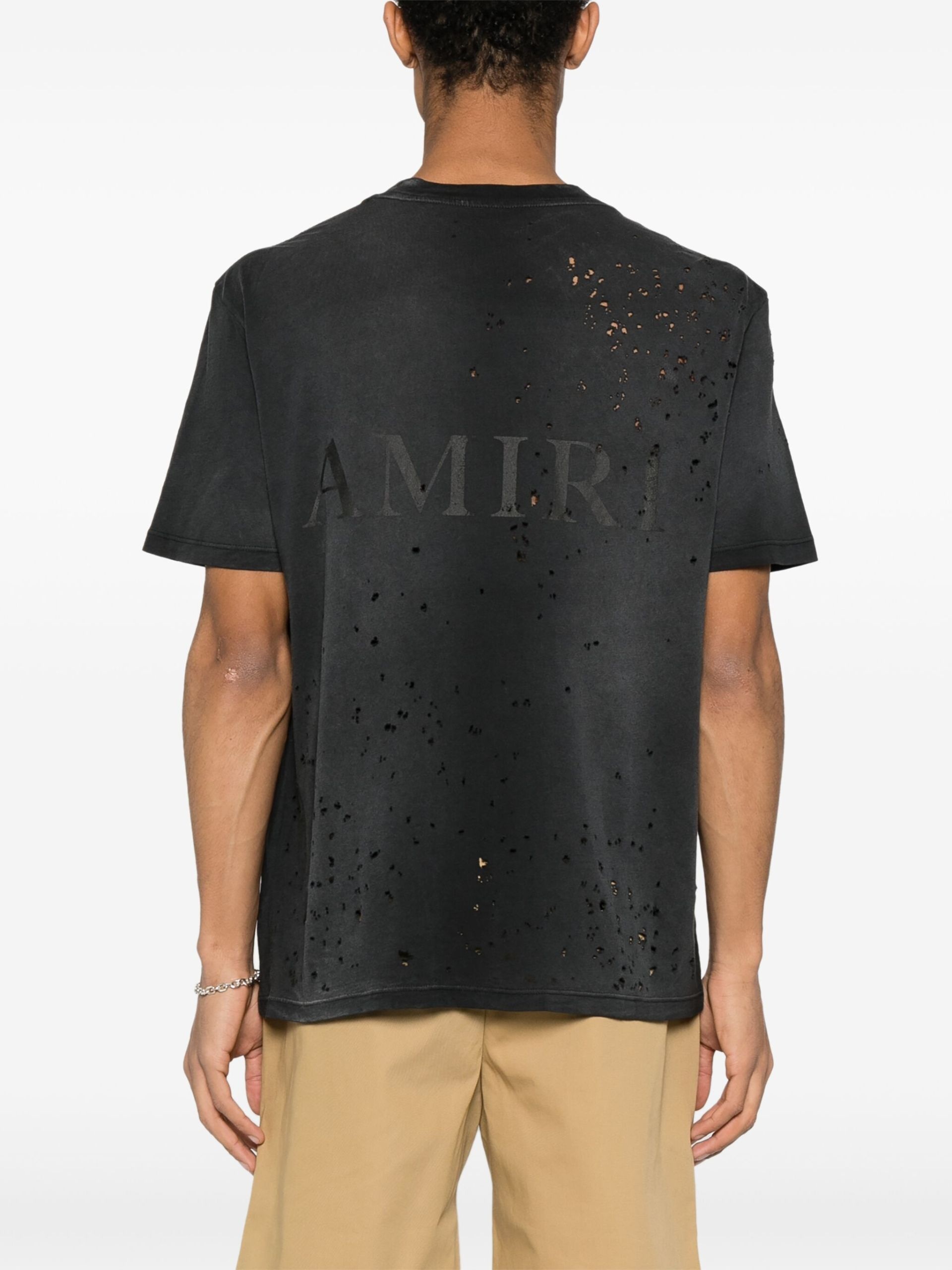 Black MA Logo Print Distressed T-Shirt - 4