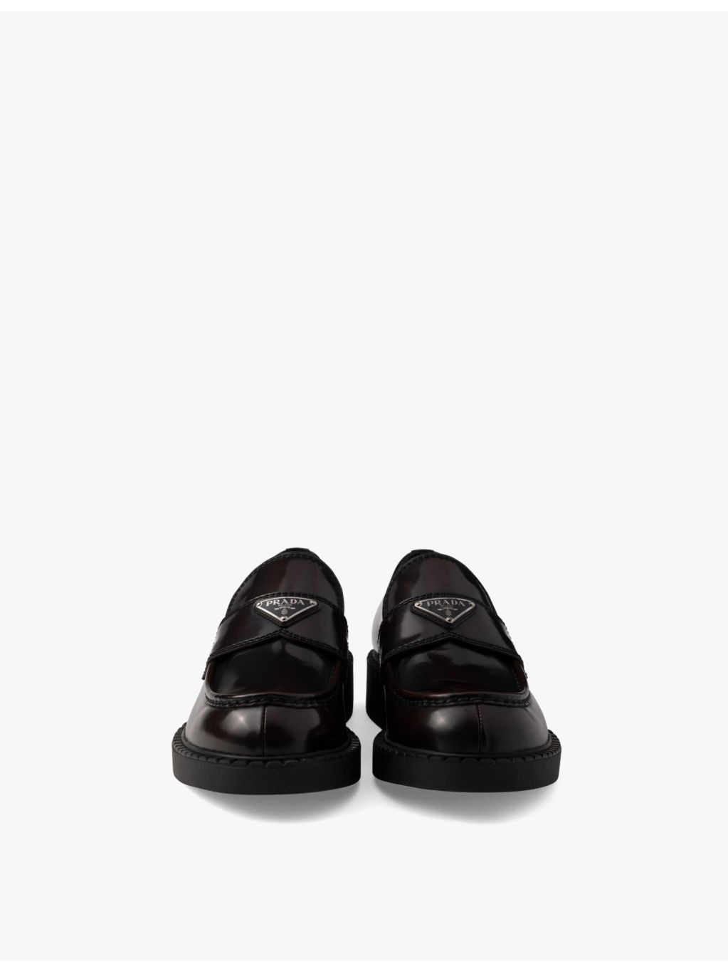 Chocolate logo-plaque brushed leather loafers - 5