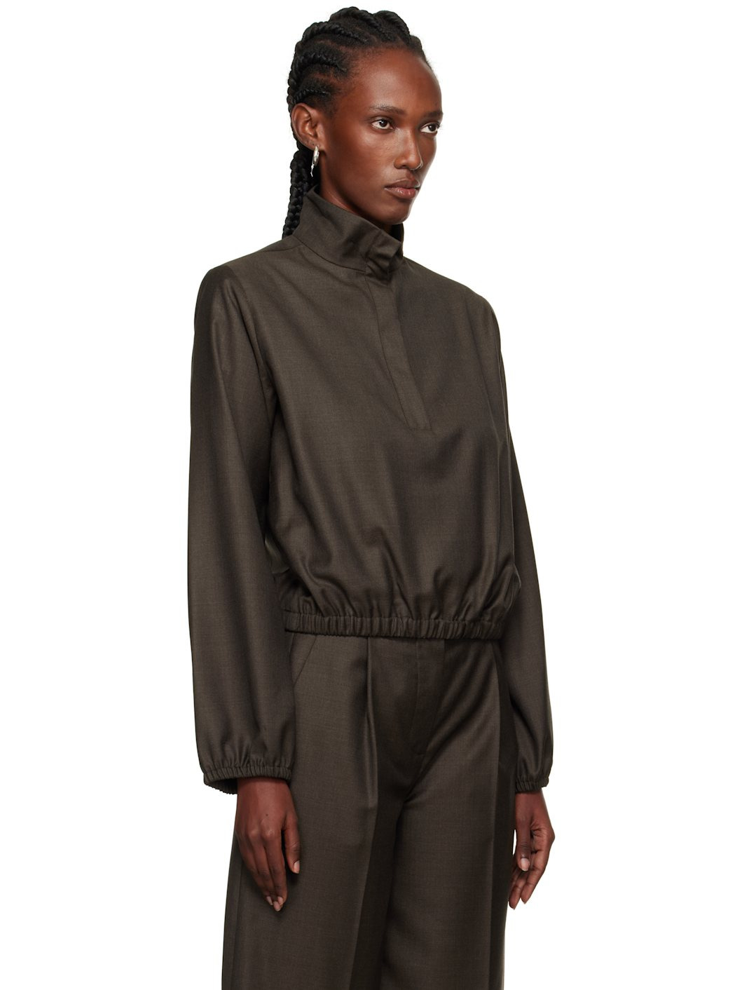 Brown Zyla Stand Collar Jacket - 2