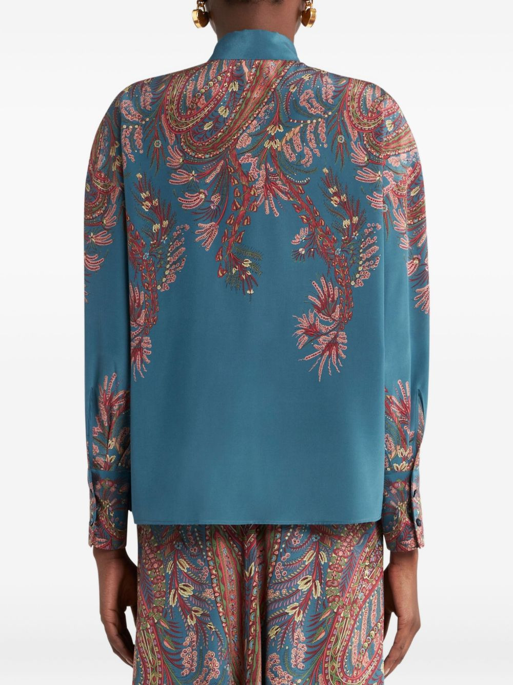 paisley-print tie-neck blouse - 4