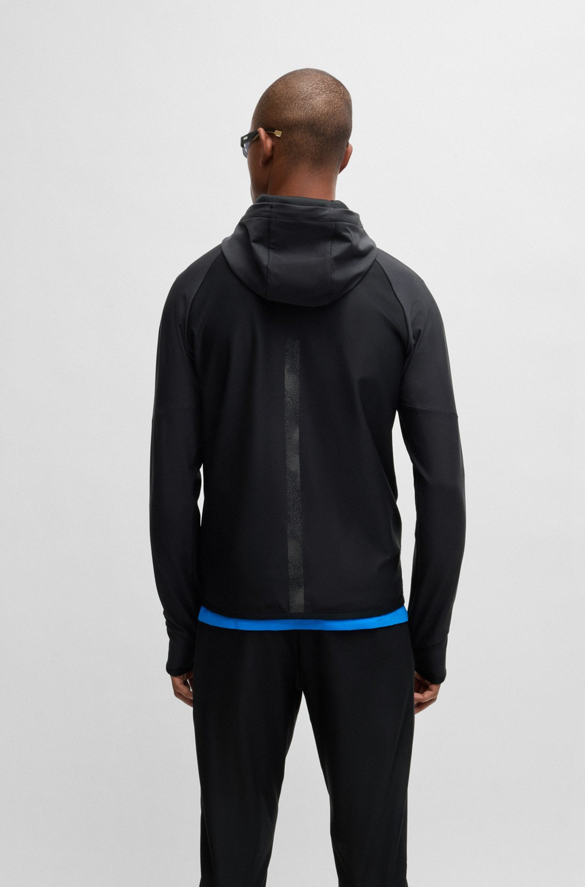 ACTIVE-STRETCH ZIP-UP HOODIE WITH LOGO DETAIL - 5