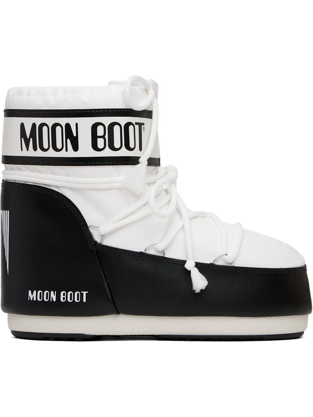 White & Black Icon Low Nylon Boots - 1
