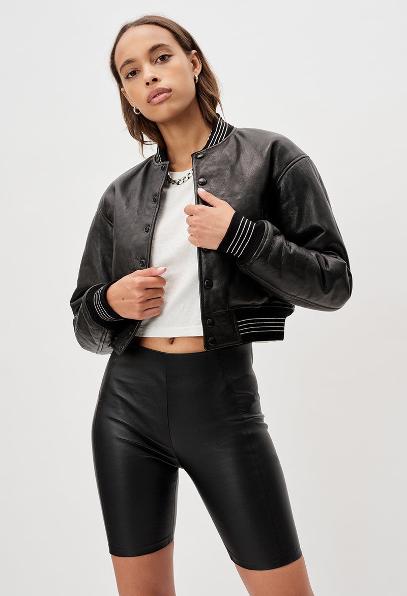LEATHER CROPPED STADIUM JACKET 1