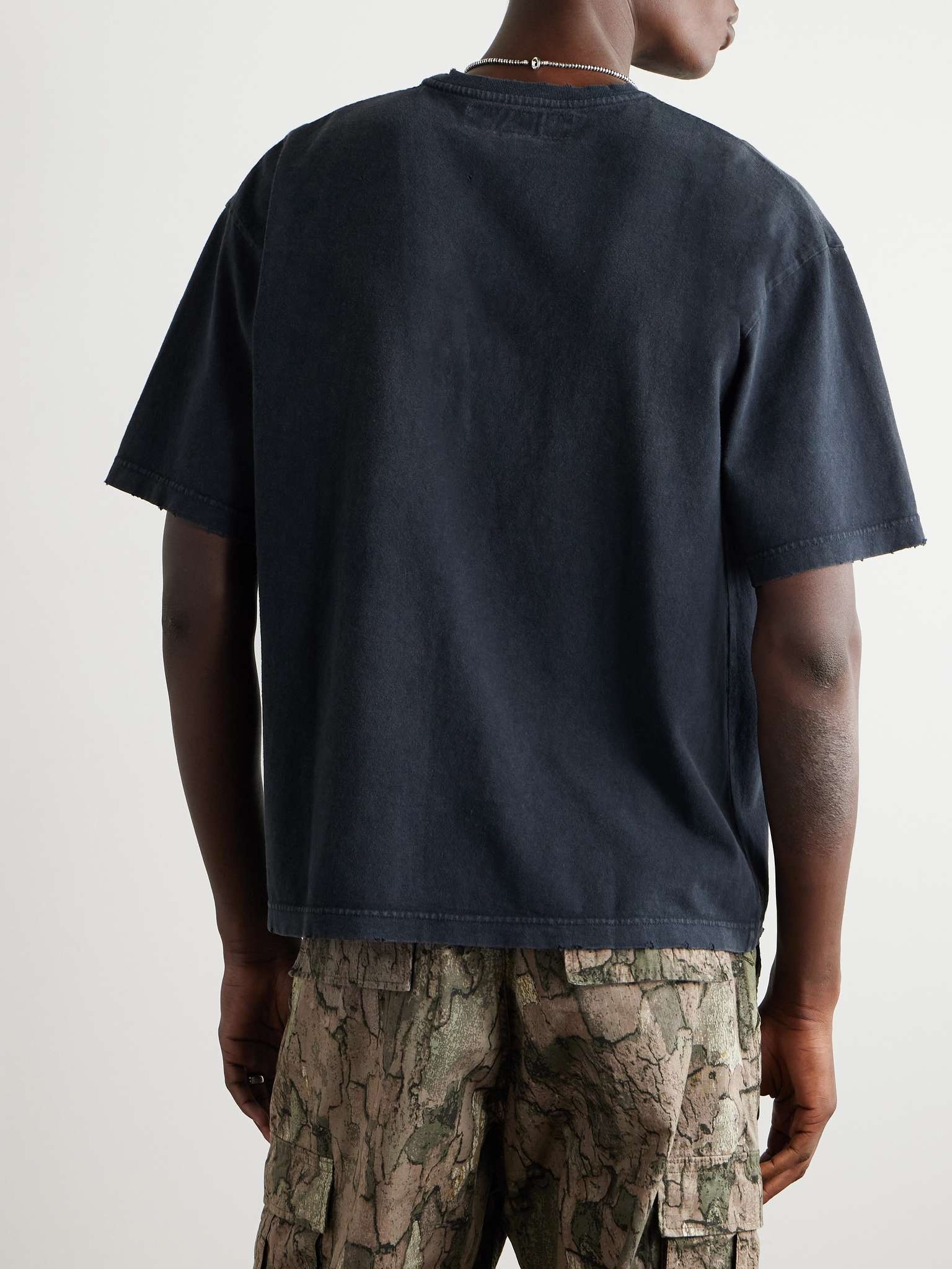 Savage Distressed Logo-Print Cotton-Jersey T-Shirt - 3