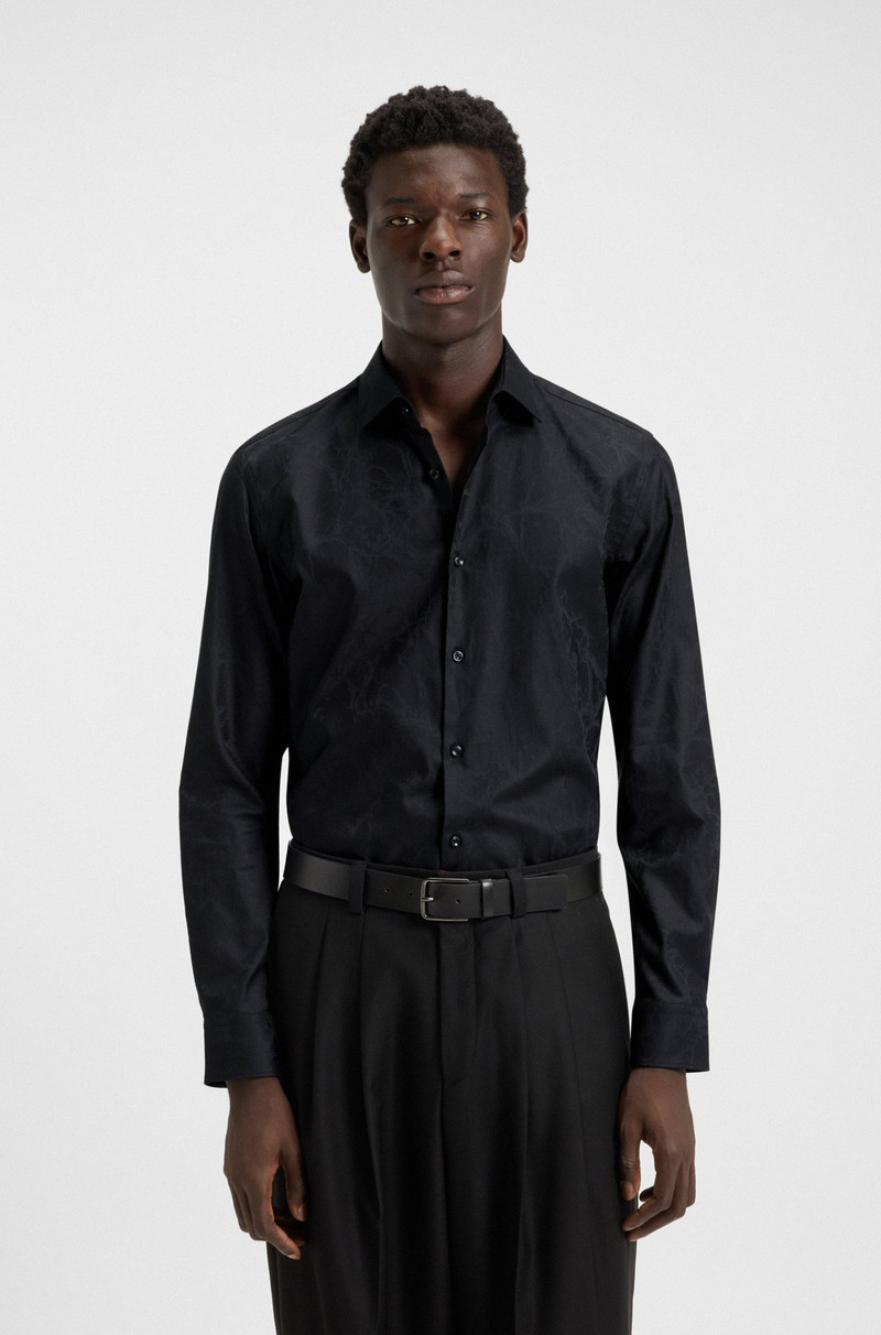 SLIM-FIT SHIRT IN COTTON WITH A STACKED-LOGO JACQUARD 2