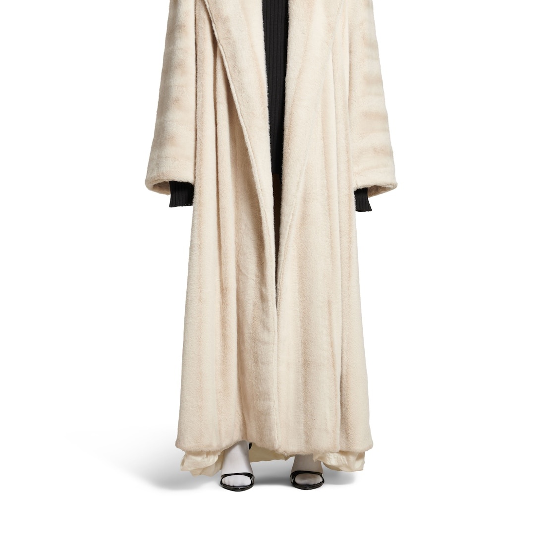 Women's High Collar Coat in Light Beige - 6