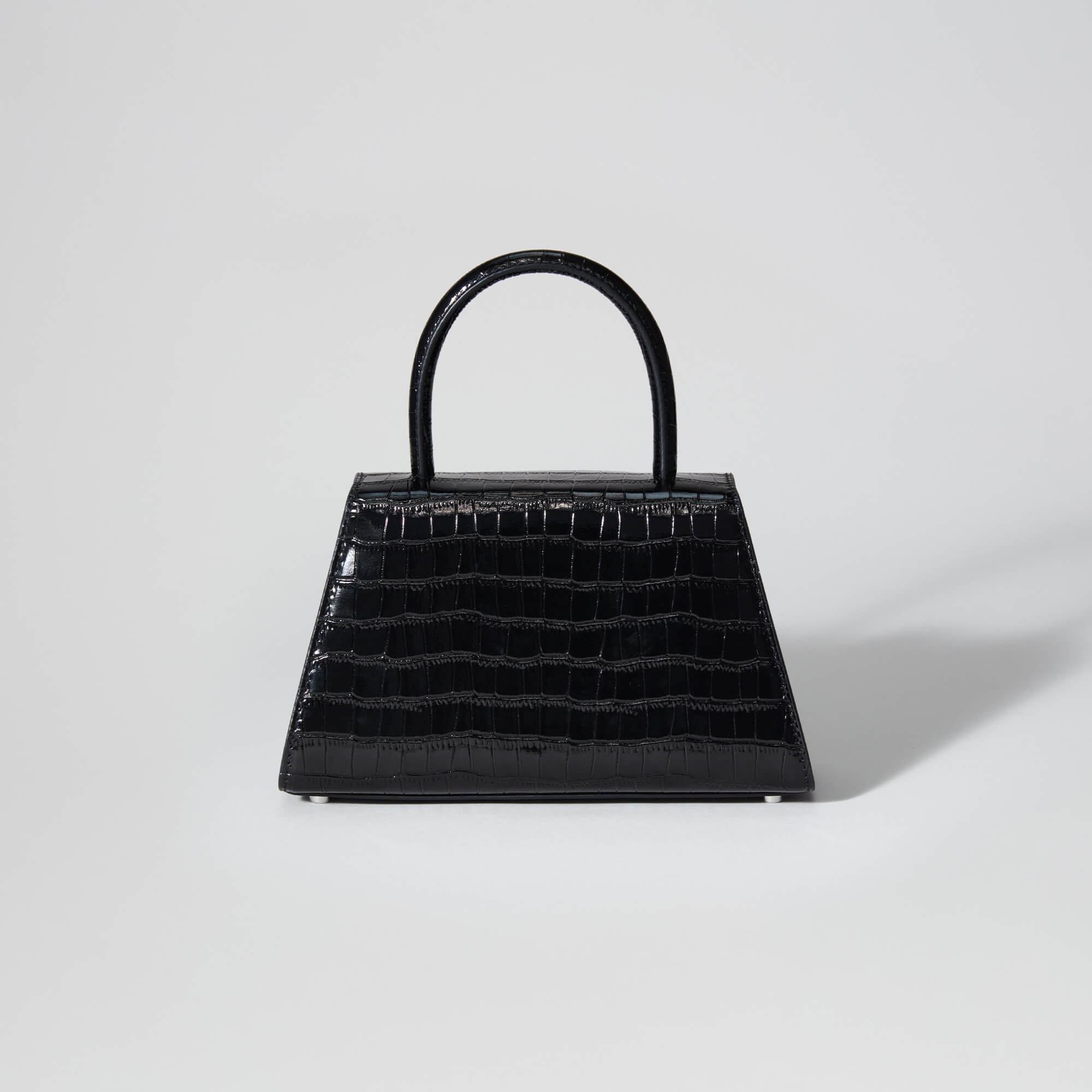 Black Croc Mini Bow Bag - 3