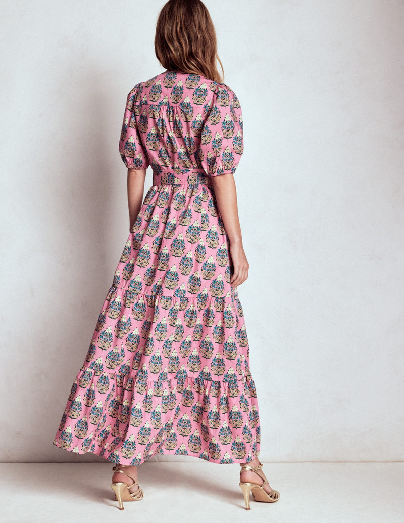 Christabel Cotton Midi Dress-Pink, Wildflower Bouquet 5