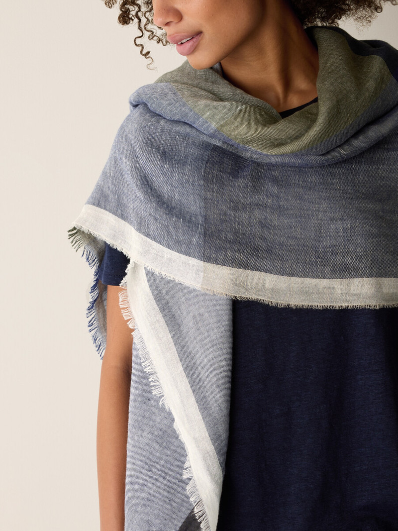 Organic Linen Cotton Check Scarf 4