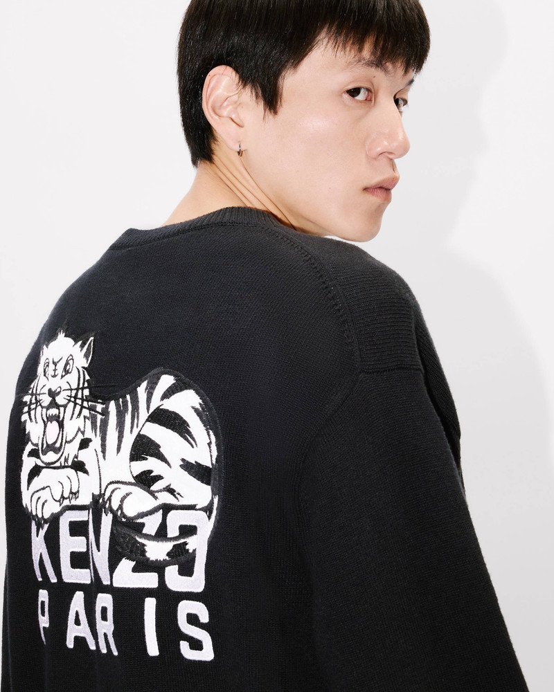 'KENZO Happy Tiger' embroidered cardigan in cotton merino wool 7