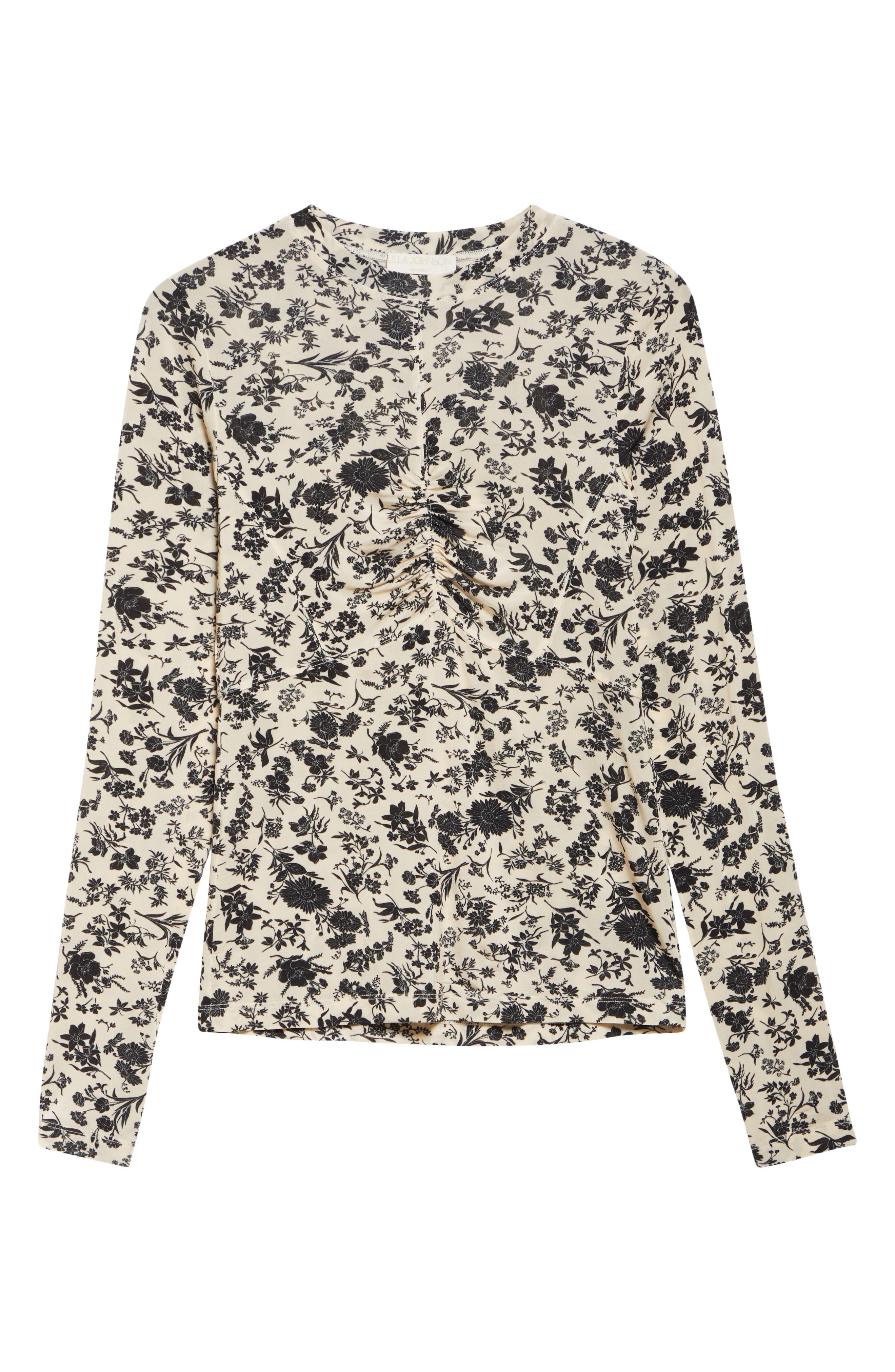 Ulla Johnson Neri Floral Center Ruched Knit Top in White Gardenia at Nordstrom - 6