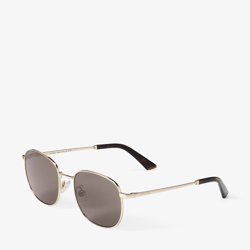 JIMMY CHOO Dune Pale Gold and Dark Brown Pantos Metal Sunglasses outlook