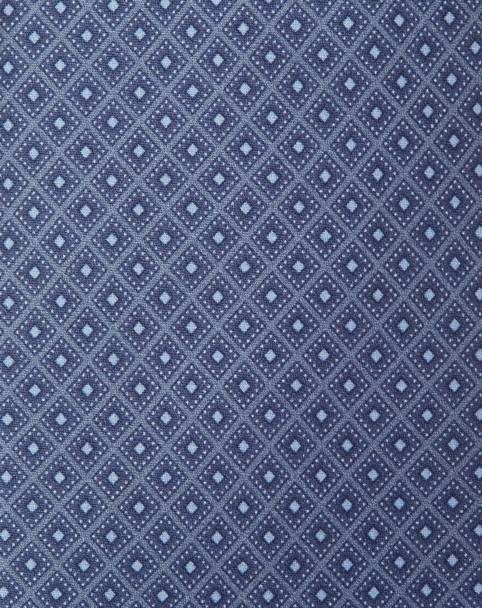 Blue pure silk tie with geometric print - 4