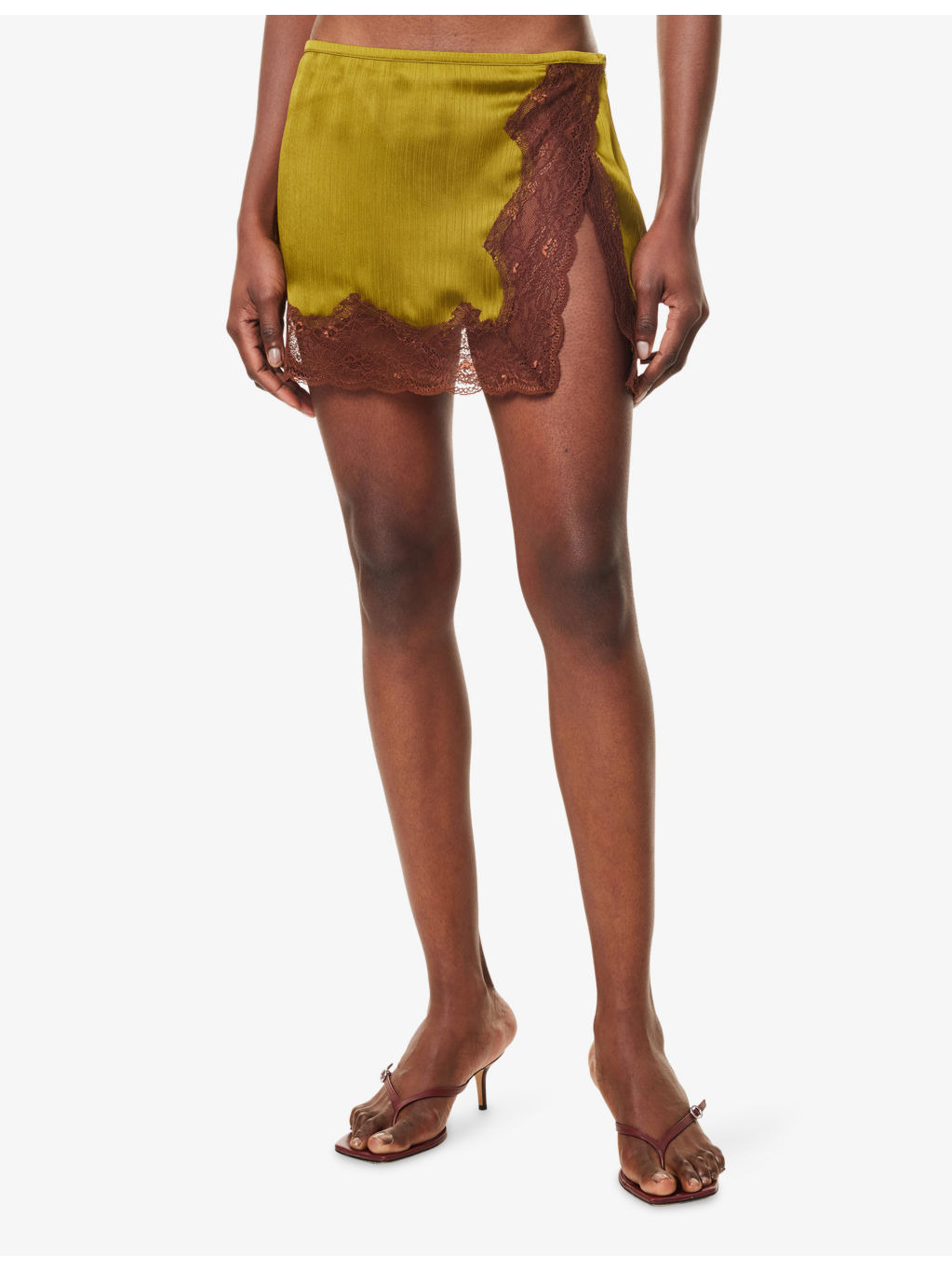 Niera Lace-Embroidery Woven Mini Skirt - 3