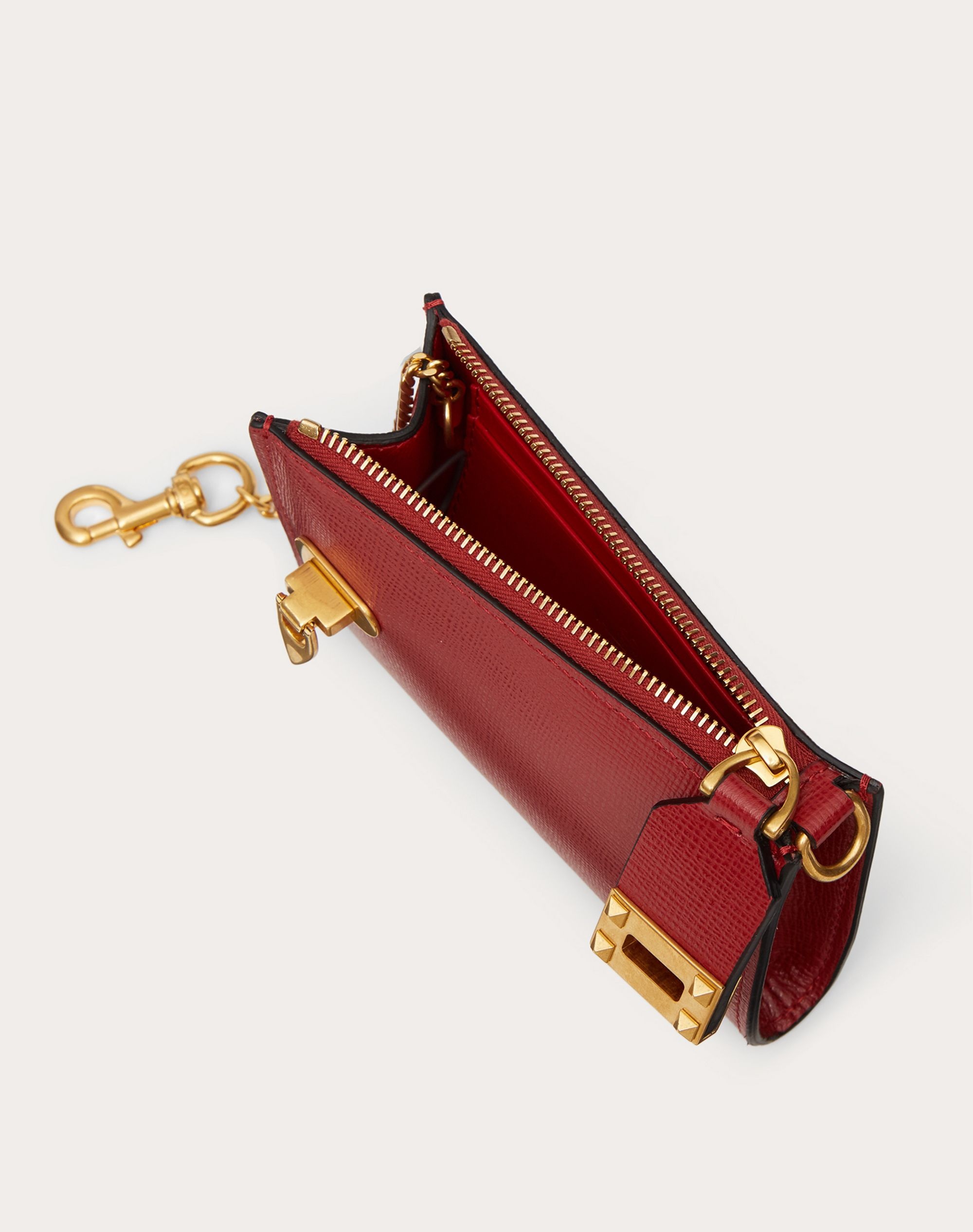 VALENTINO GARAVANI ROCKSTUD ZIPPER COIN PURSE AND CARDHOLDER IN GRAINY CALFSKIN LEATHER - 6