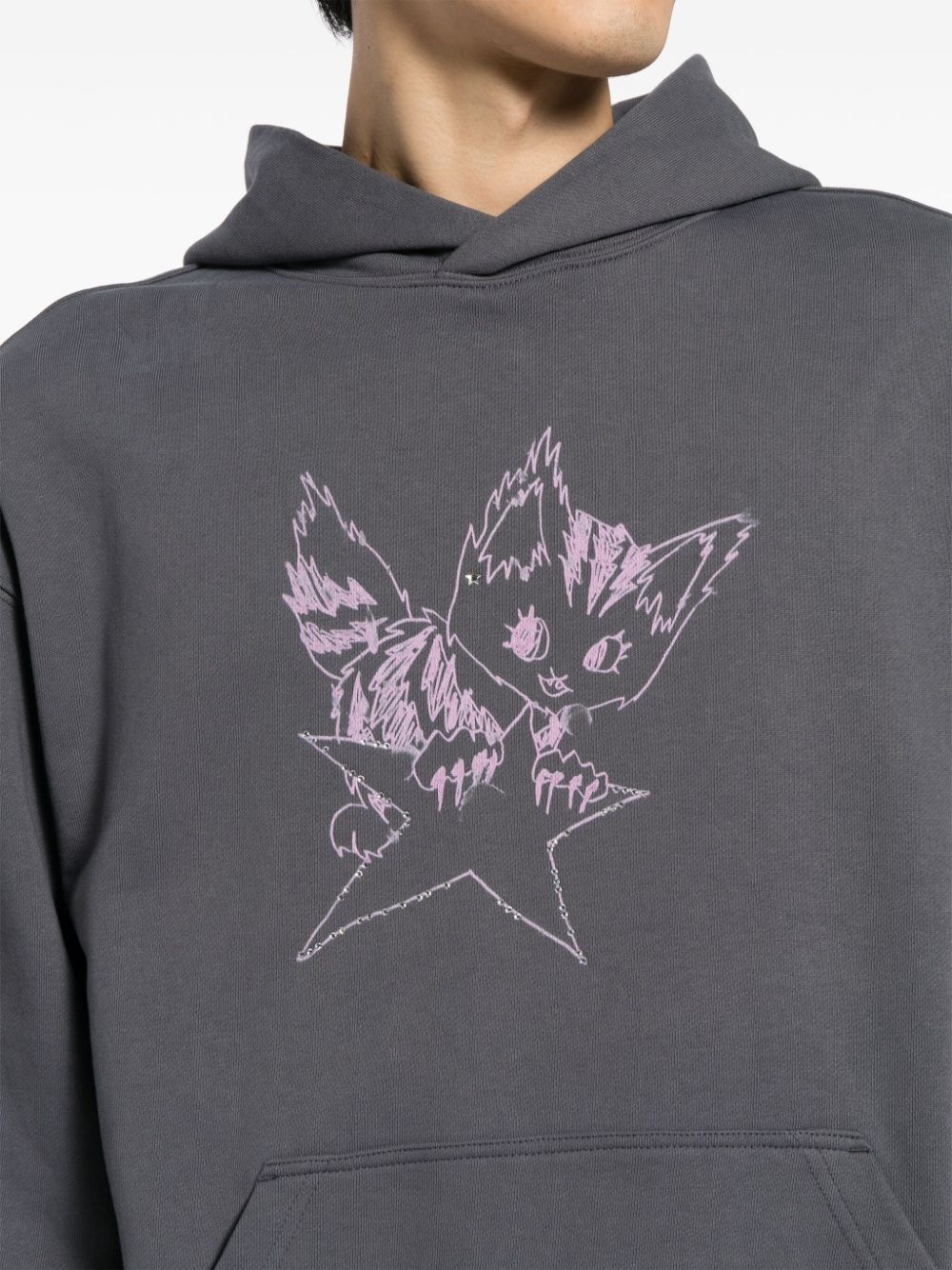 monster-print cotton hoodie - 6