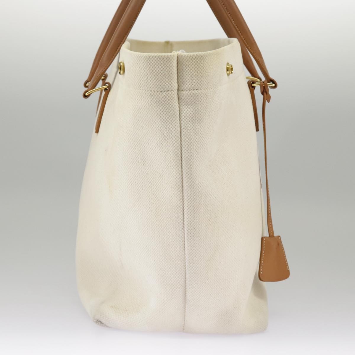CELINE Horizontalkava Tote Bag Canvas White Gold - 4