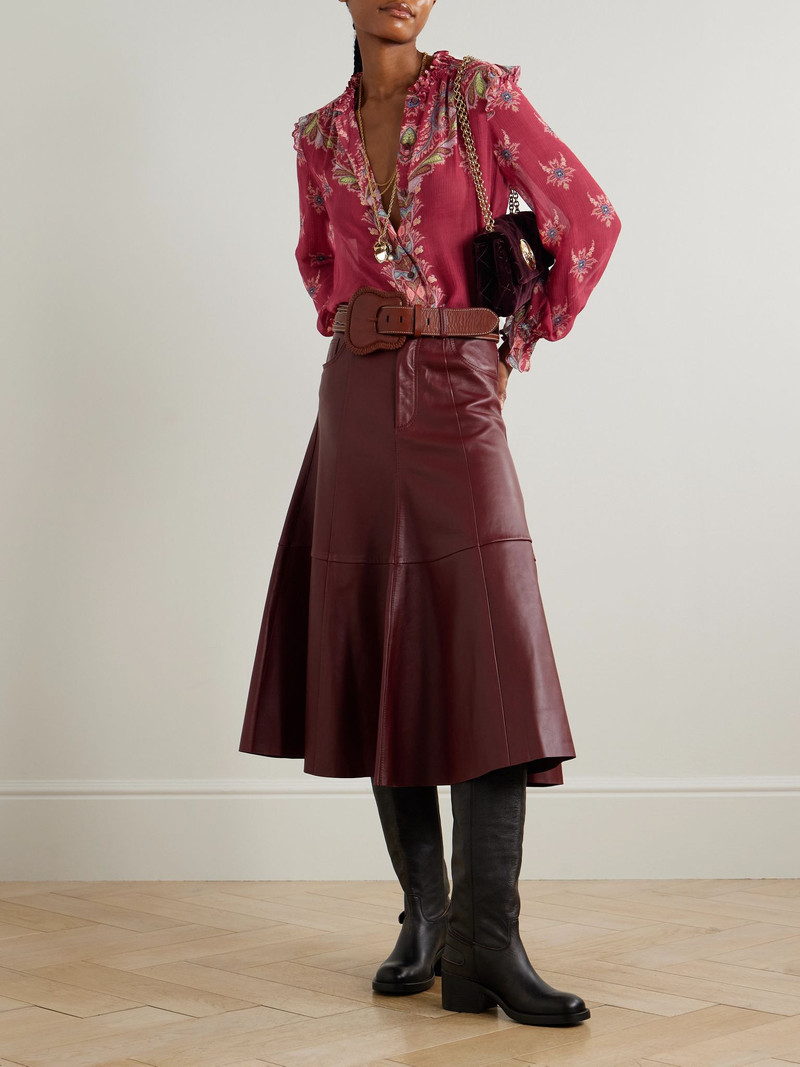 Etro Boho ruffled printed chiffon blouse Red outlook