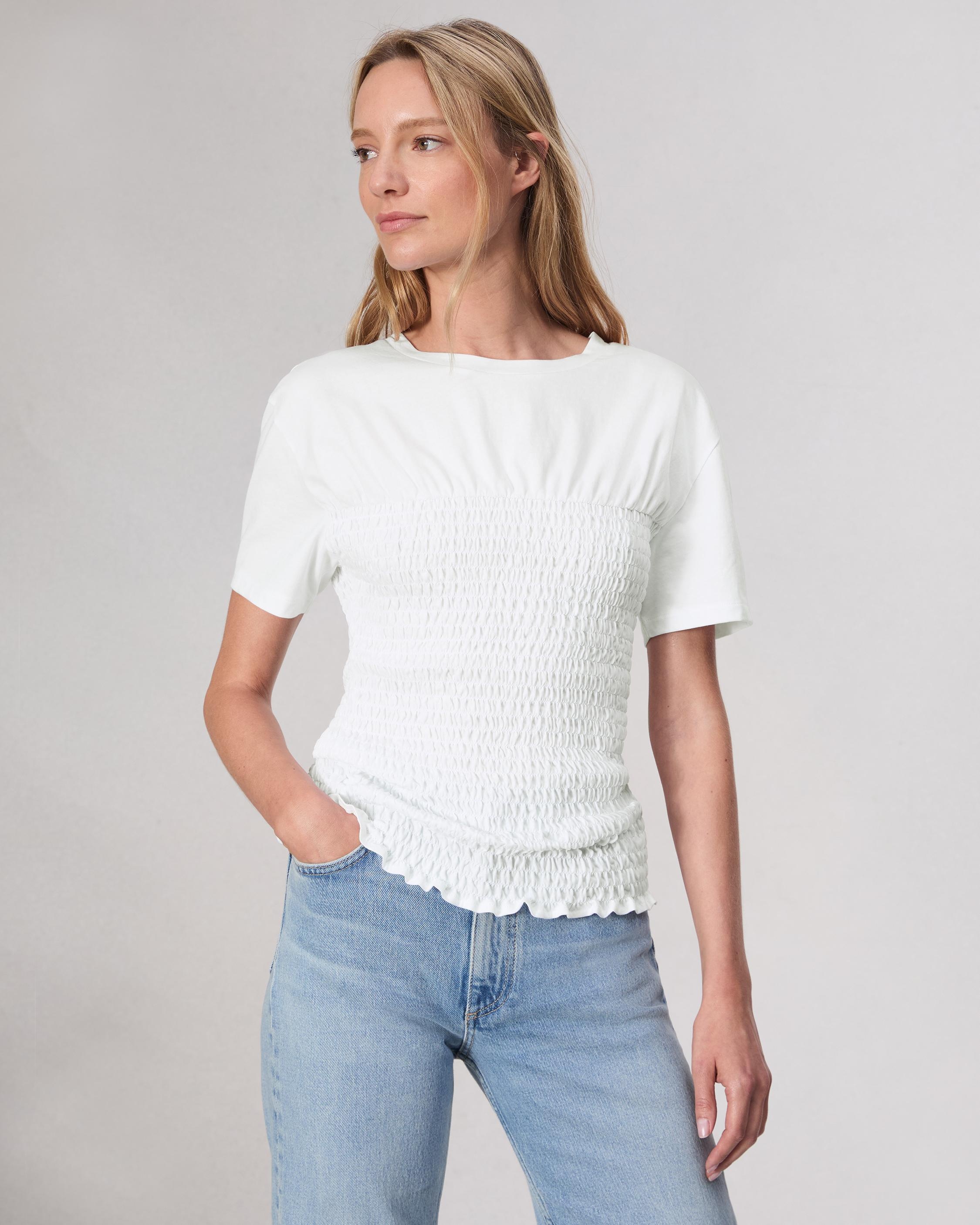 Smocked Cotton Tee - 2