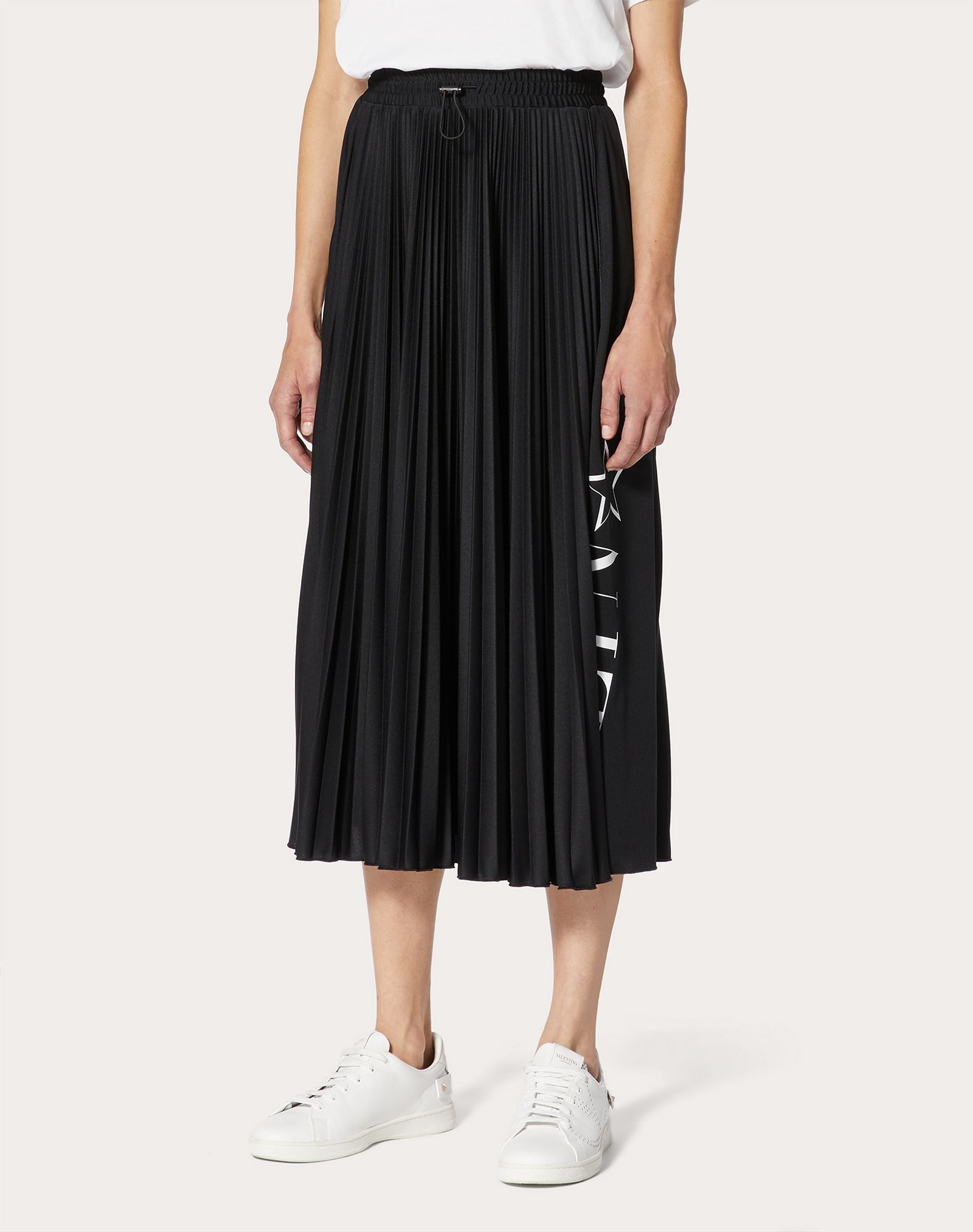 Pleated Jersey Skirt with VLTNSTAR Print - 3