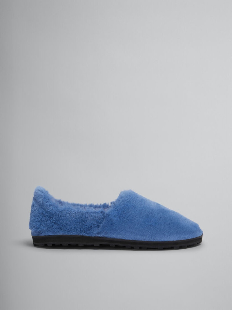 BLUE SLIP-ON LOAFER IN FAUX FUR - 1