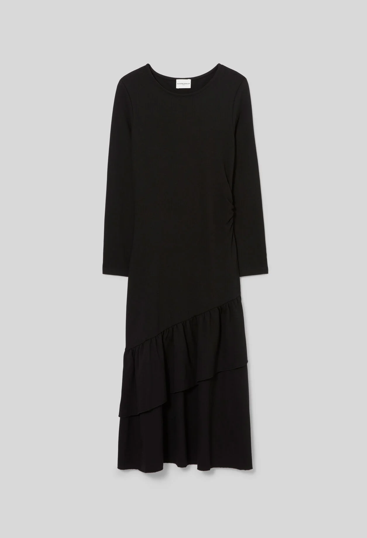 ASYMMETRIC RUFFLED JERSEY DRESS - 1