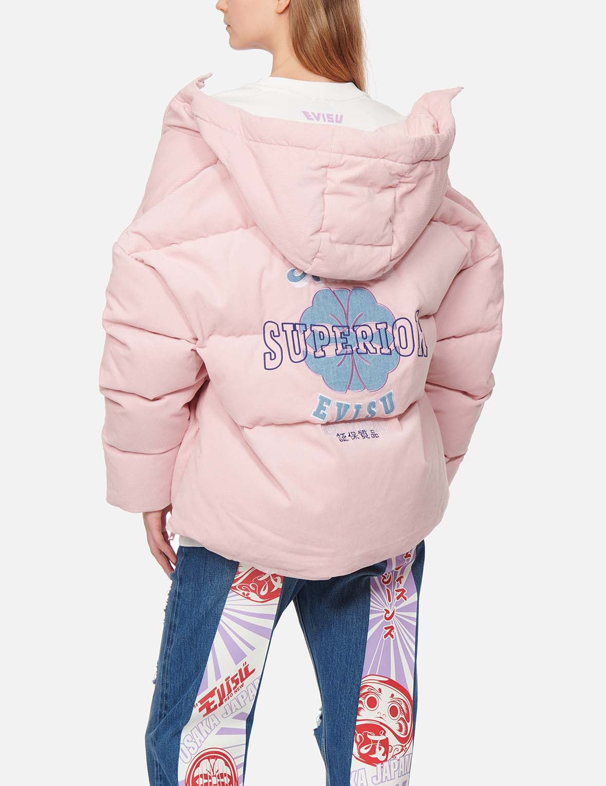 DENIM PATCHWORK CORDUROY DOWN JACKET - 3