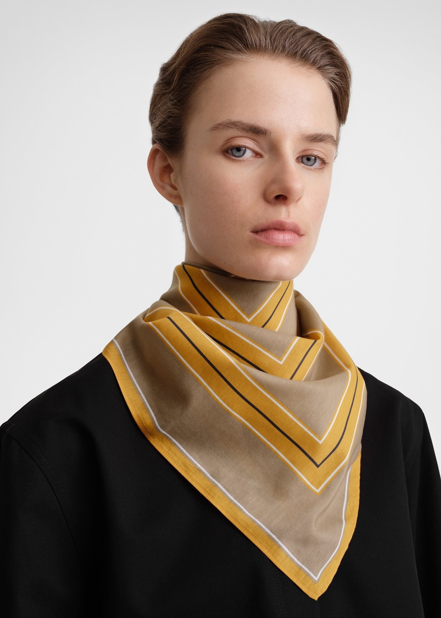 Striped cotton silk bandana caramel/cornsilk - 3