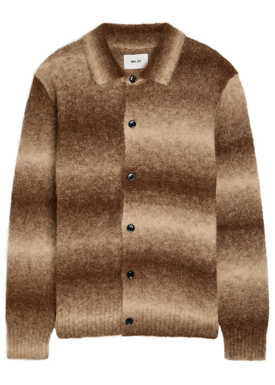 NN07 Alfie Striped Alpaca-blend Cardigan - 1