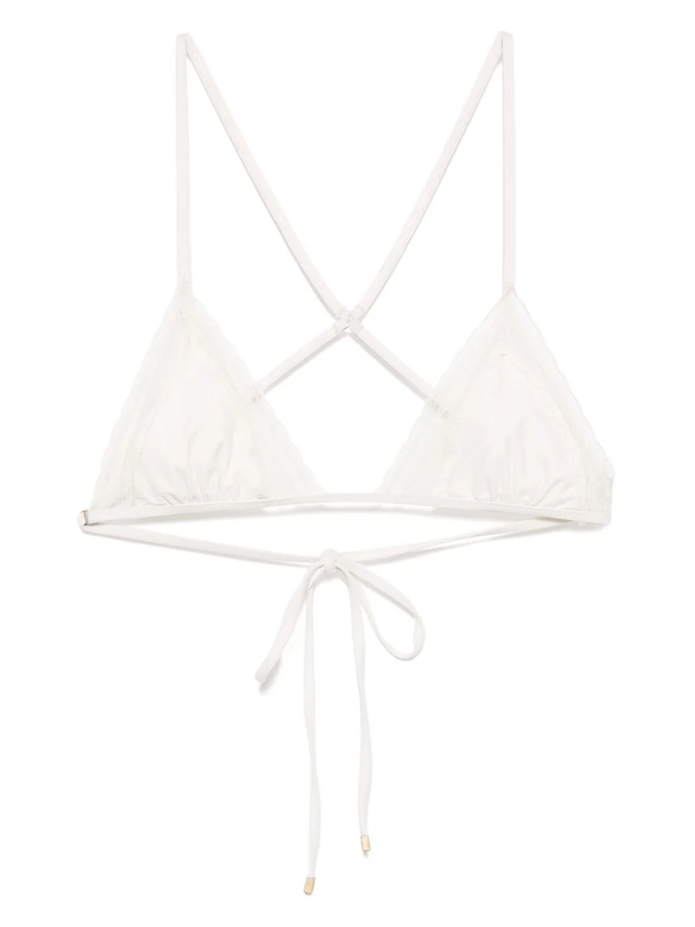 lace inset string bikini top - 1