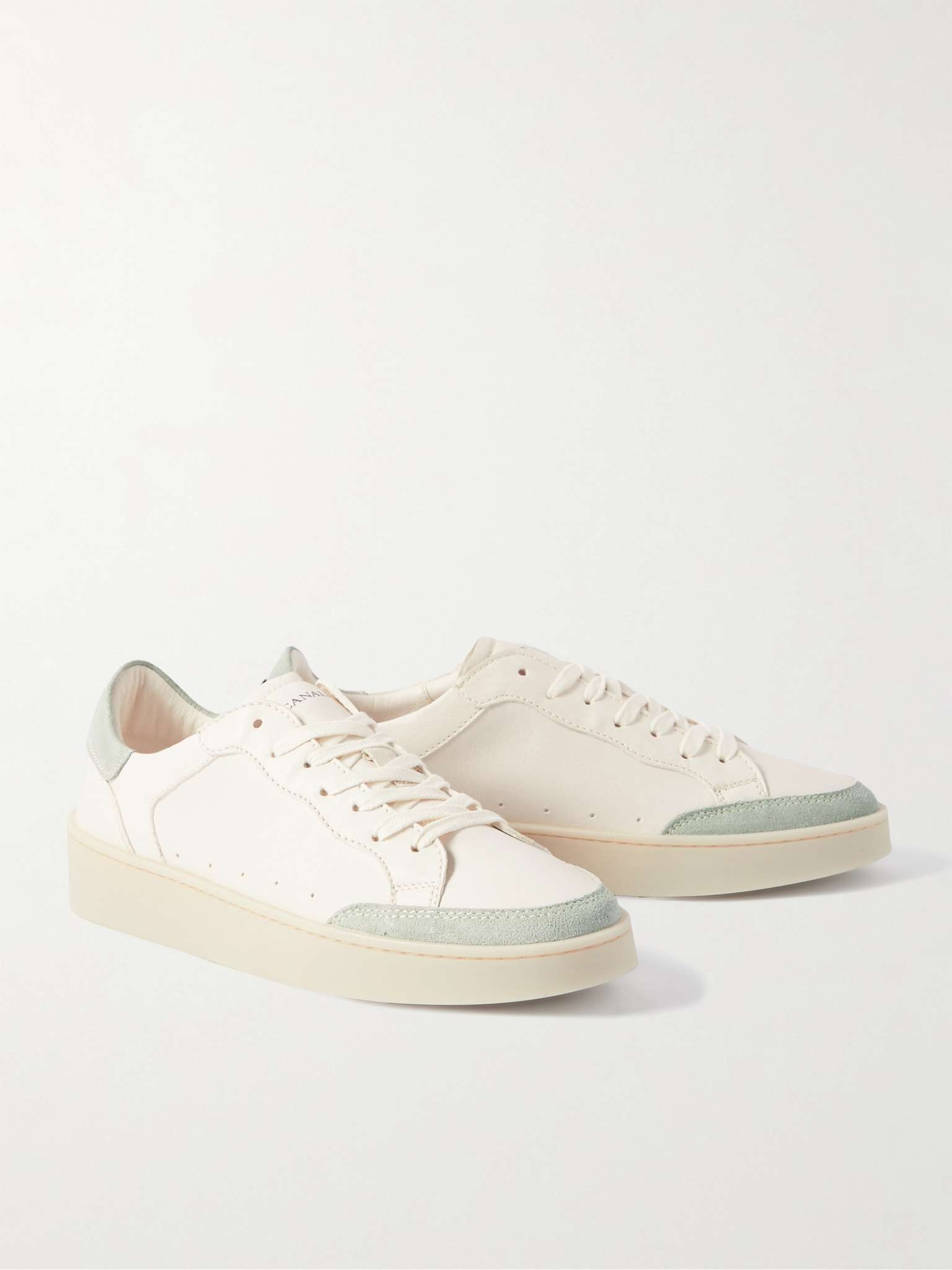 Suede-Trimmed Leather Sneakers - 4