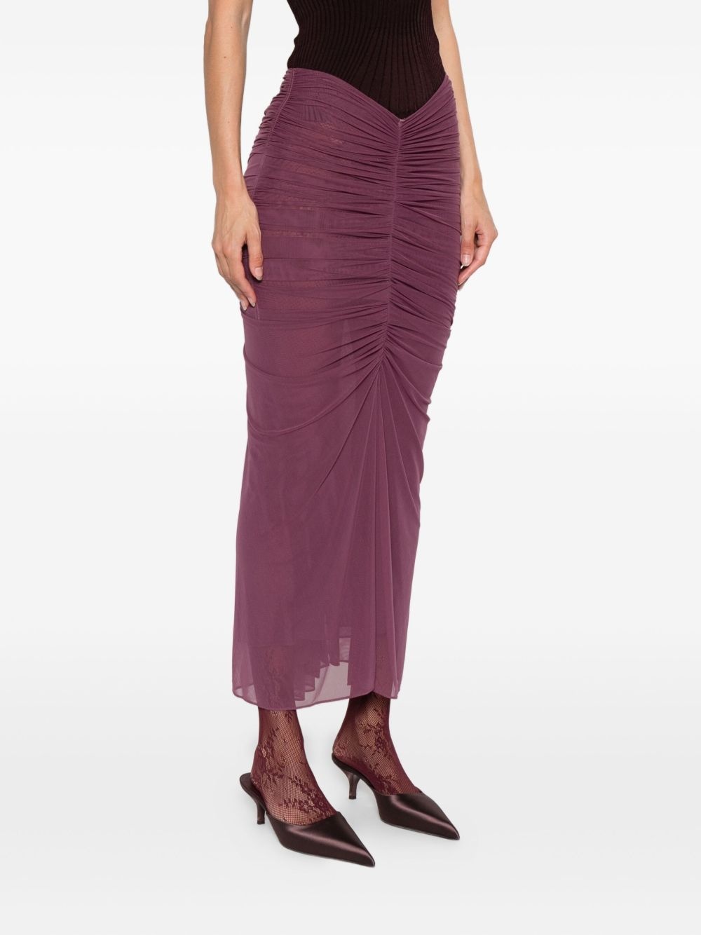 ruched mesh maxi skirt - 3