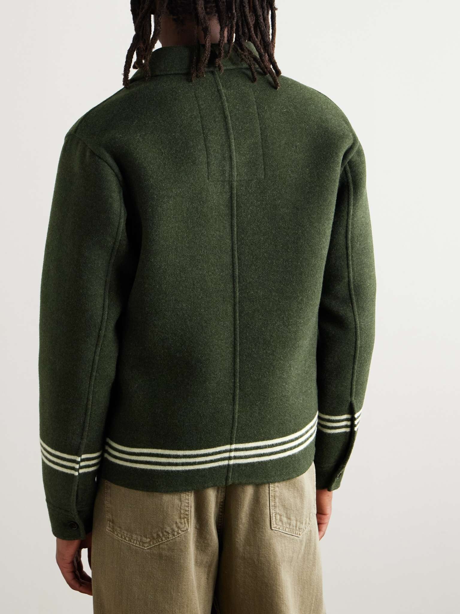 Striped Logo-Jacquard Virgin Wool Overshirt - 3
